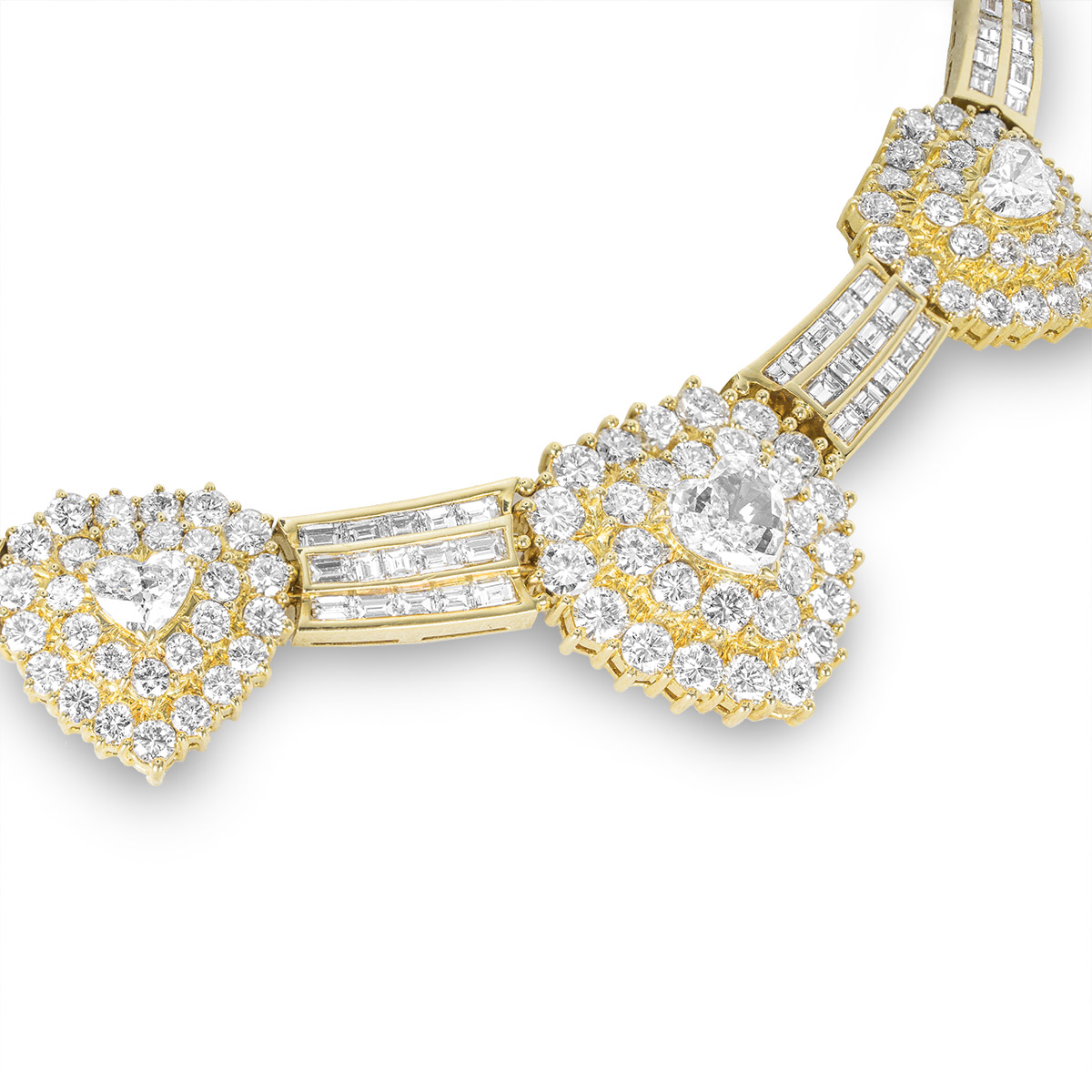 Yellow Gold Diamond Hearts Necklace 5.58ct TDW